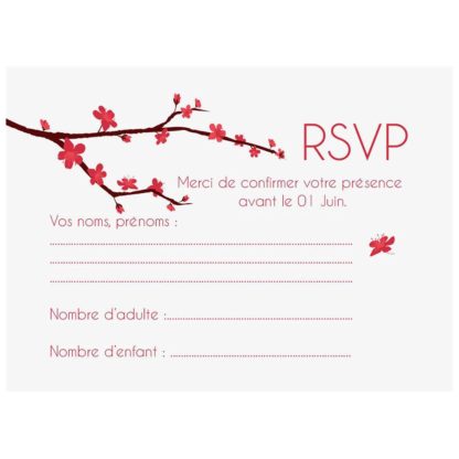 carte RSVP fleur de cerisier