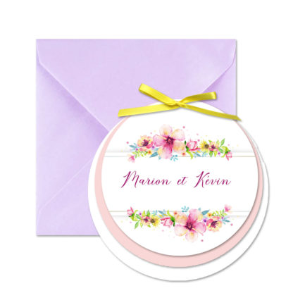 Faire-part rond pink flower