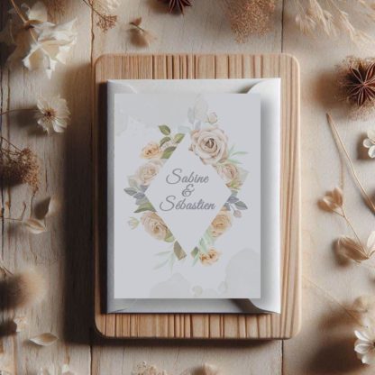 Faire-part de mariage - Rose pastel vintage