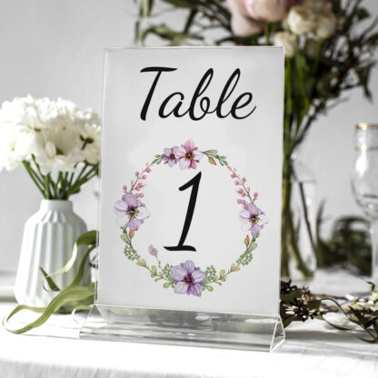 Numéro de table - Floral parme