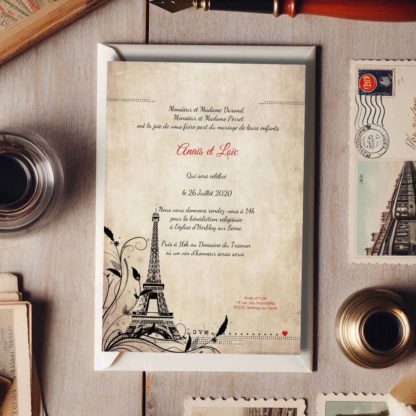 Faire-part de mariage - Eiffel tower vintage