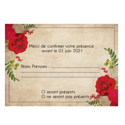 Carte RSVP - Champêtre vintage rouge