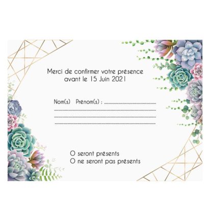 Carte RSVP – Douce succulente