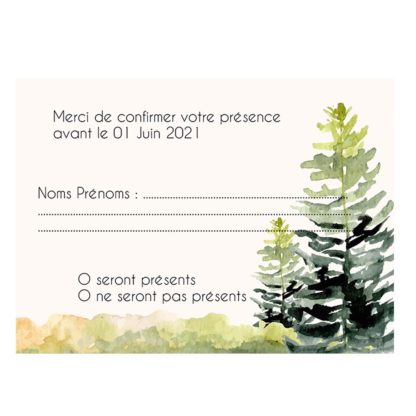 Carte RSVP - Les sapins