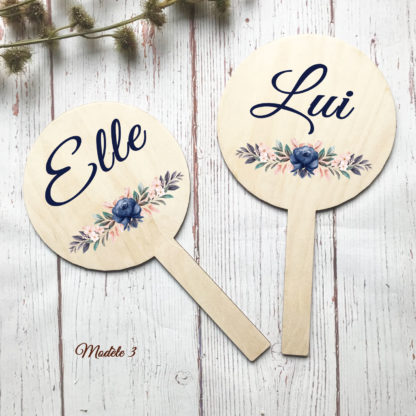 Jeu de mariage, pancarte en bois Elle/Lui (modèle 3)